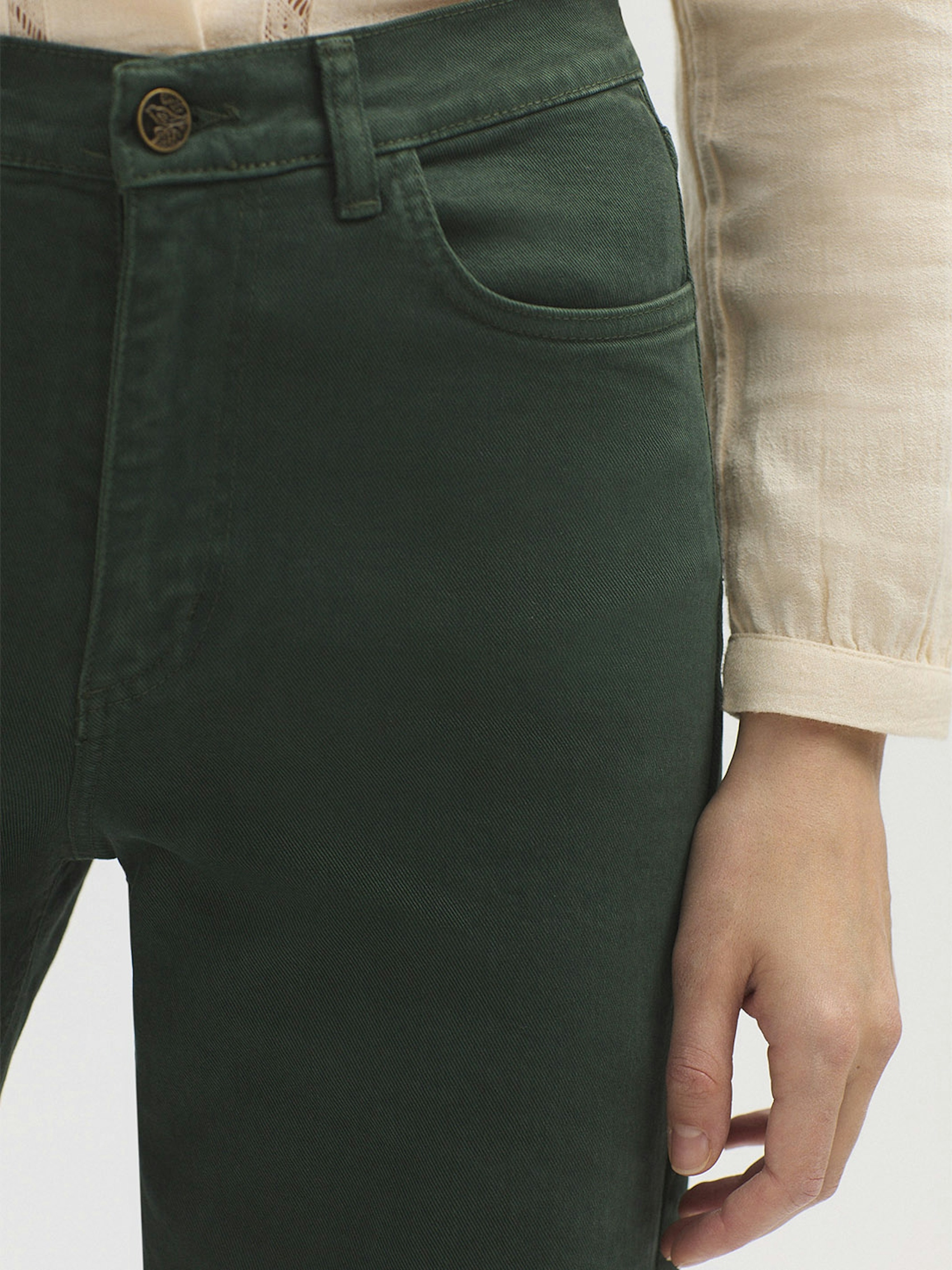Wide leg twill trousers