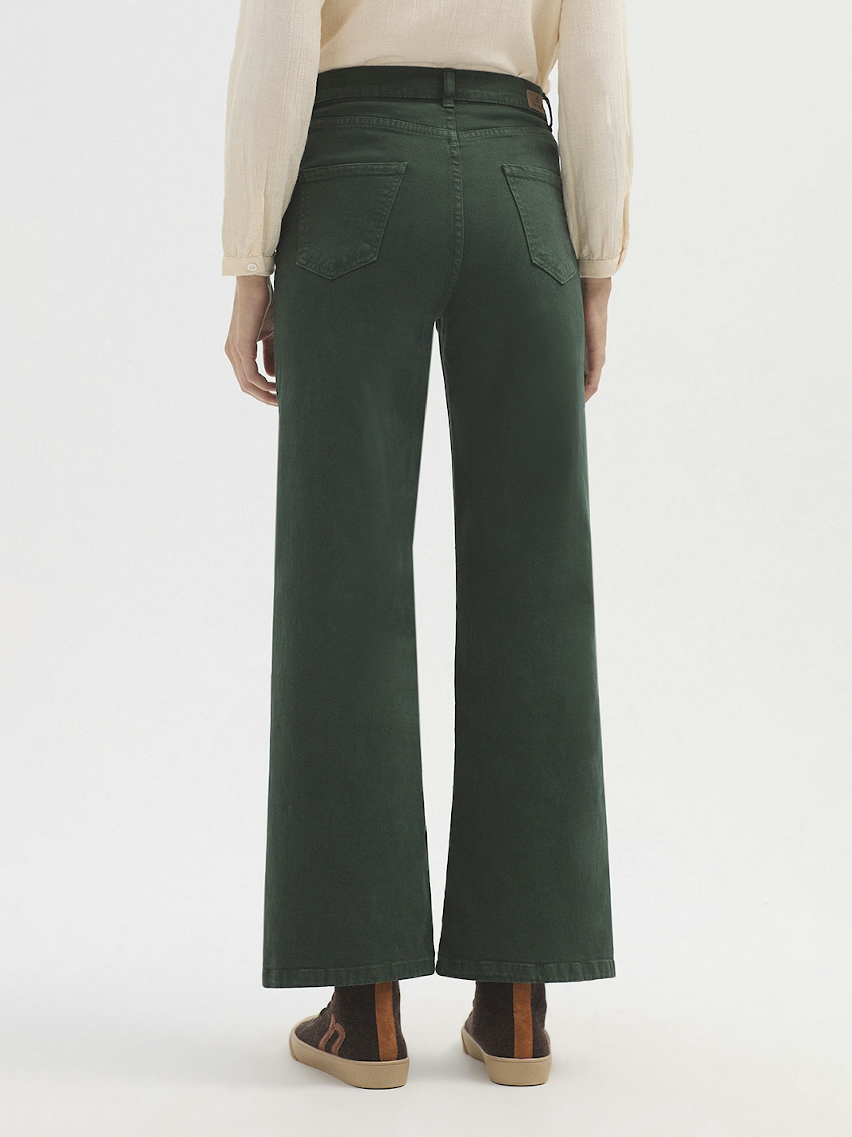 Wide leg twill trousers
