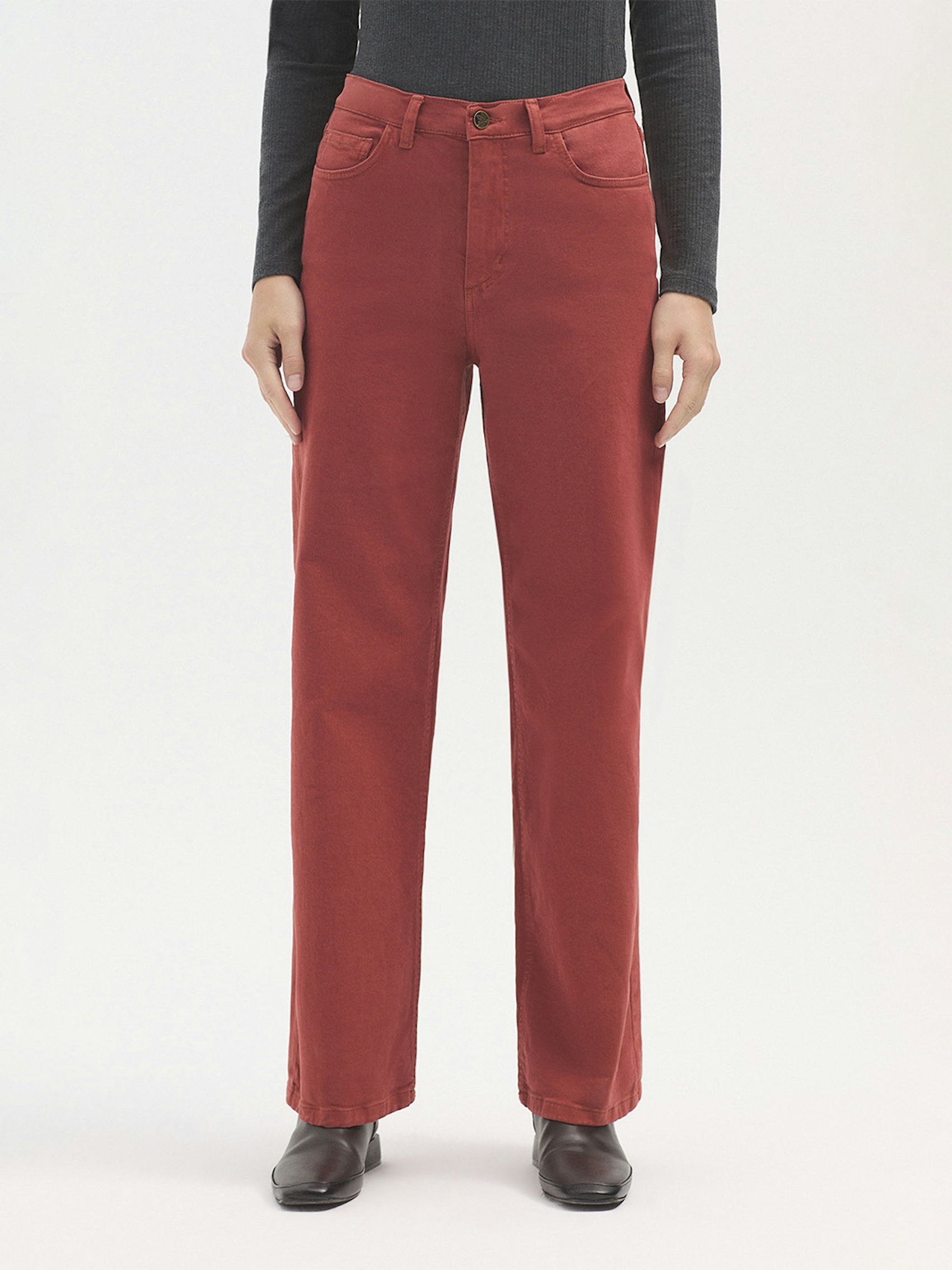 Wide leg twill trousers