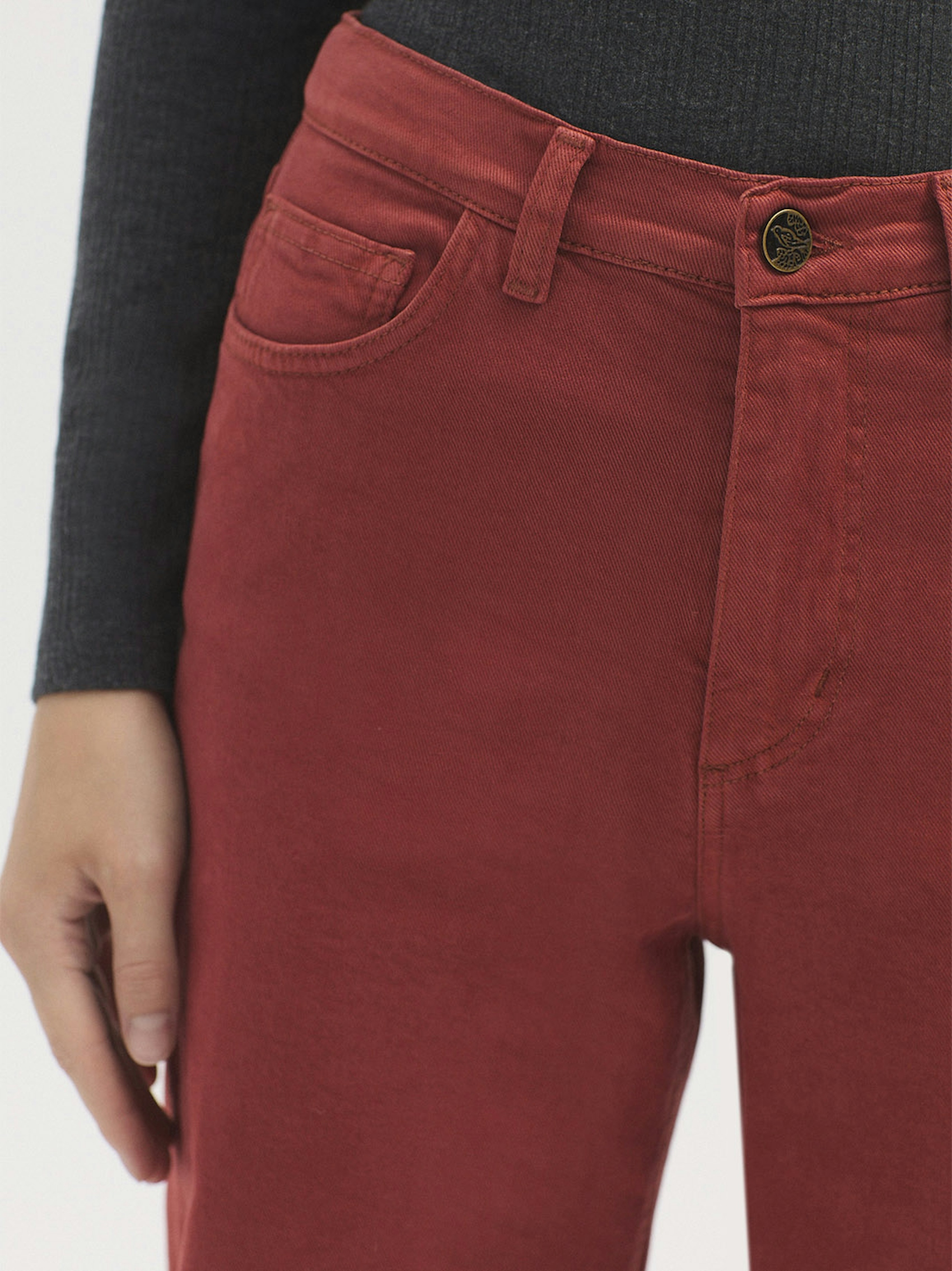 Wide leg twill trousers