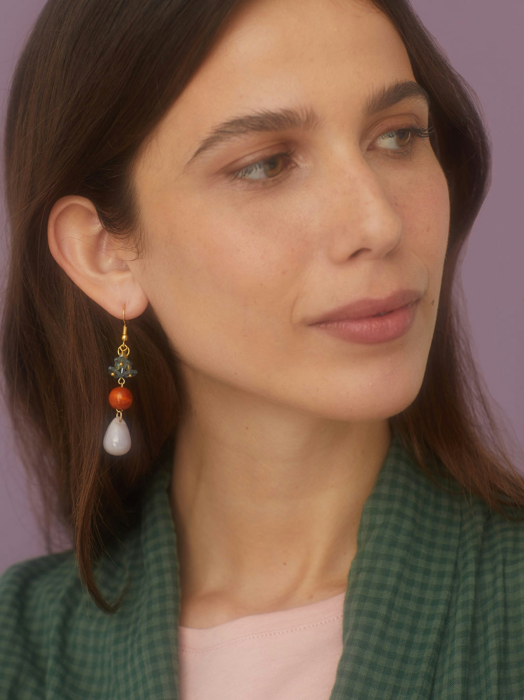 Lilac teardrop earring