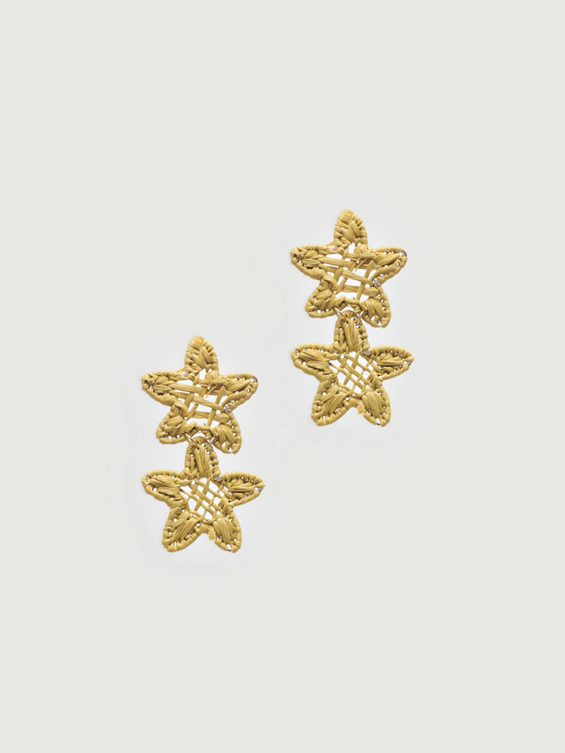 Star Flowers raffia earrings