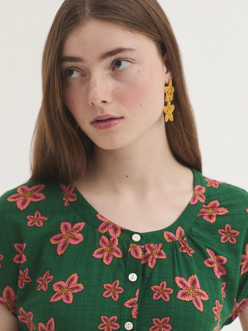 Star Flowers raffia earrings