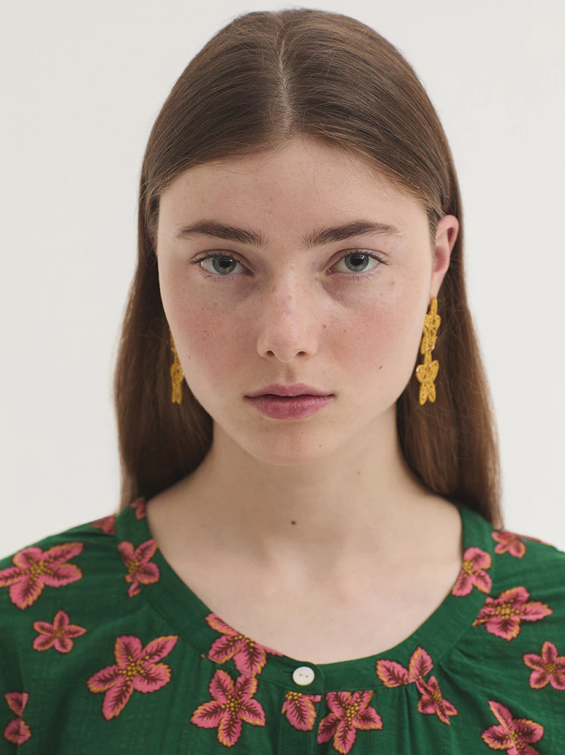 Star Flowers raffia earrings