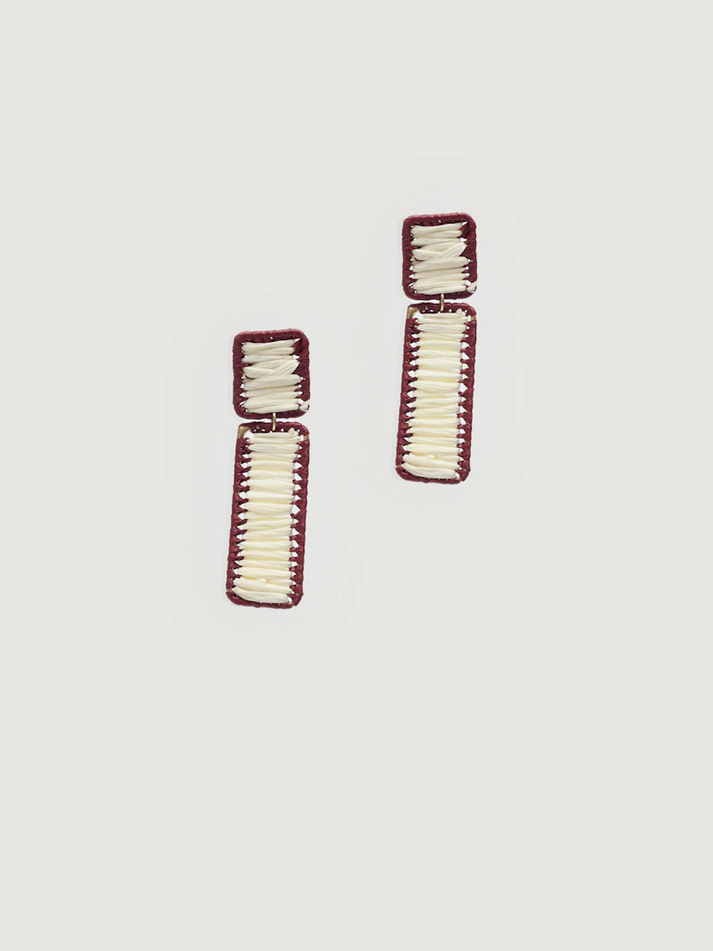 Rectangular raffia earrings