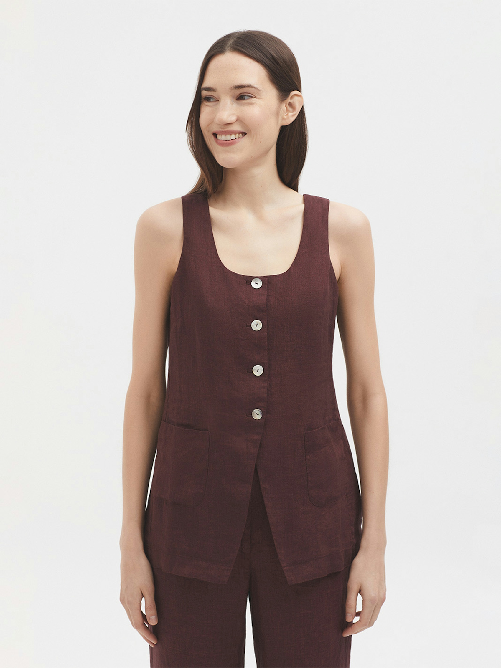 Button linen top