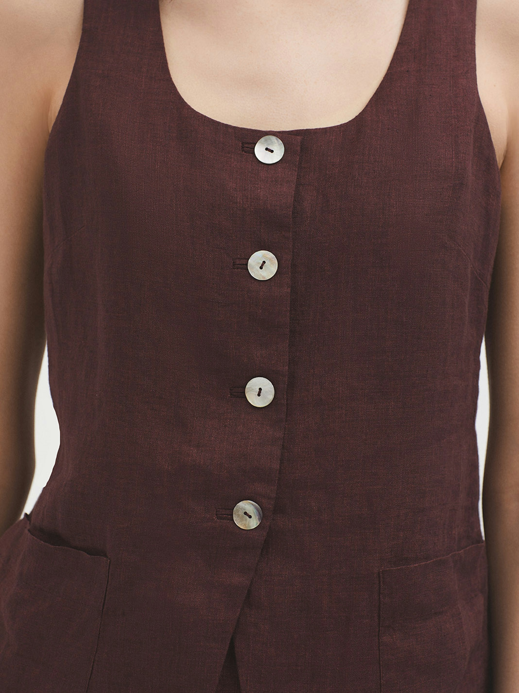 Top botones lino