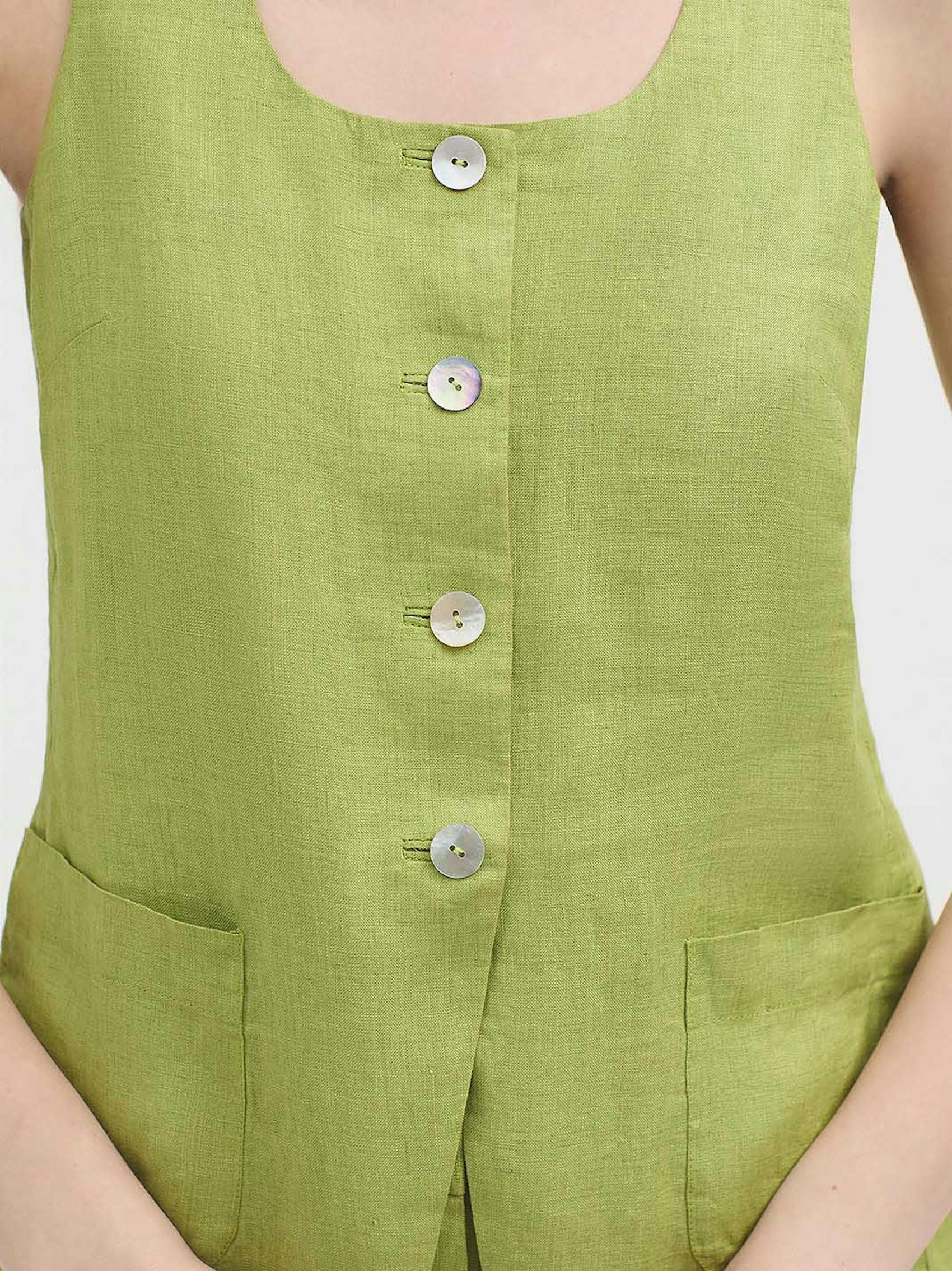Top botones lino