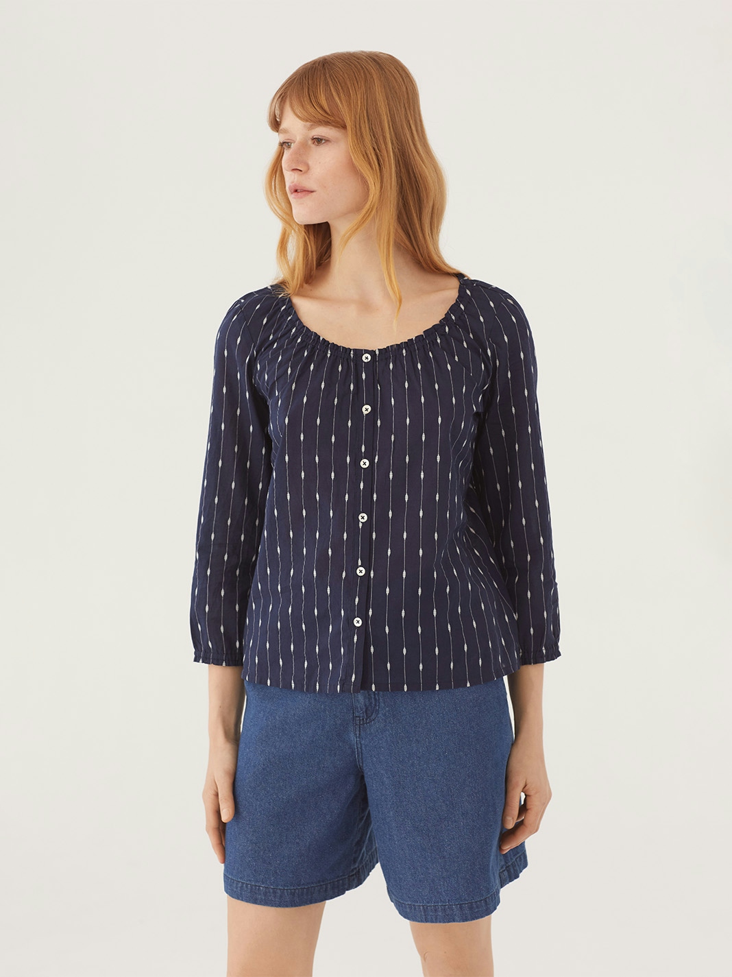 Top in jacquard a righe