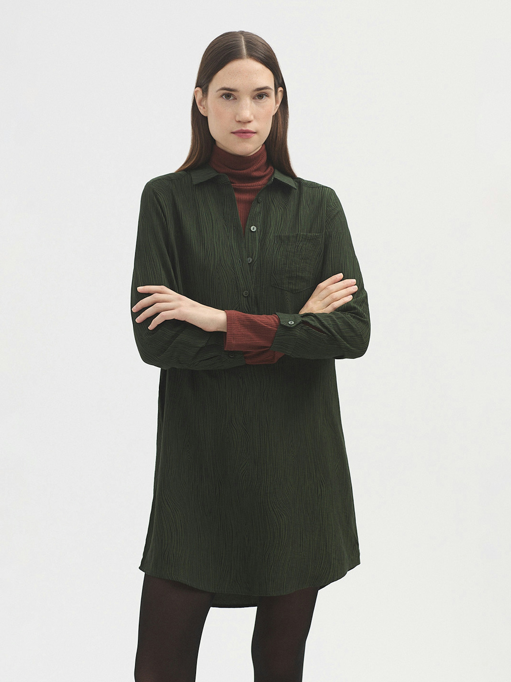 Woodgrain shirt dress