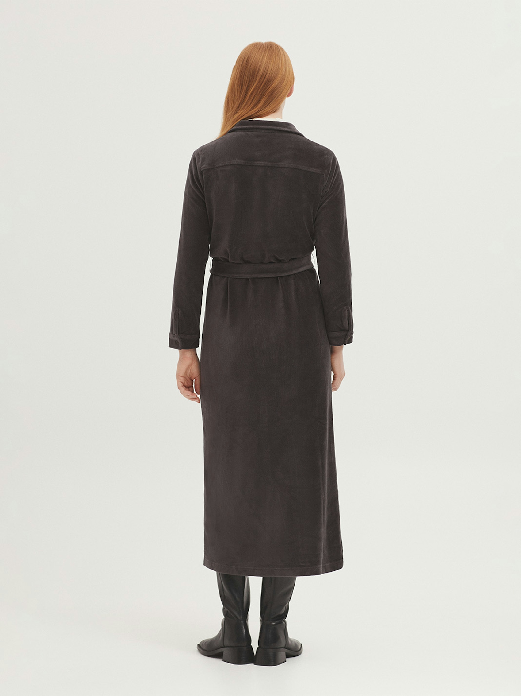 Stretch micro corduroy shirt dress