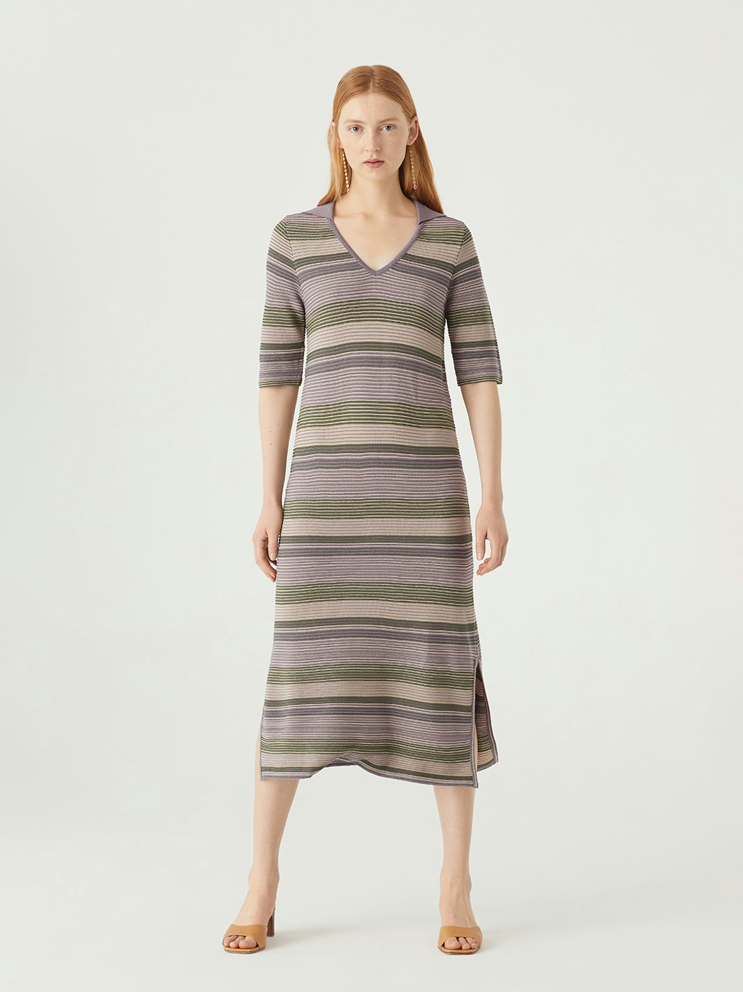Tricolour ribbed dress