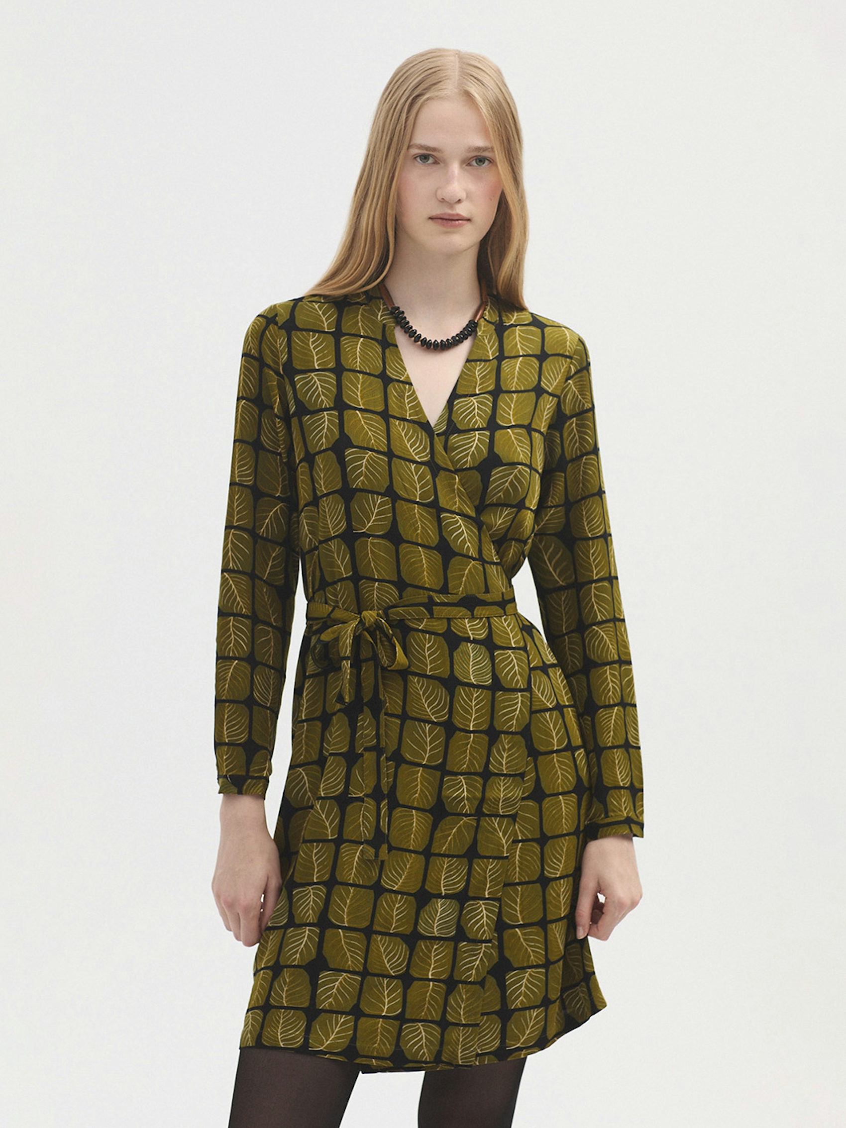Square Leaves wrap dress