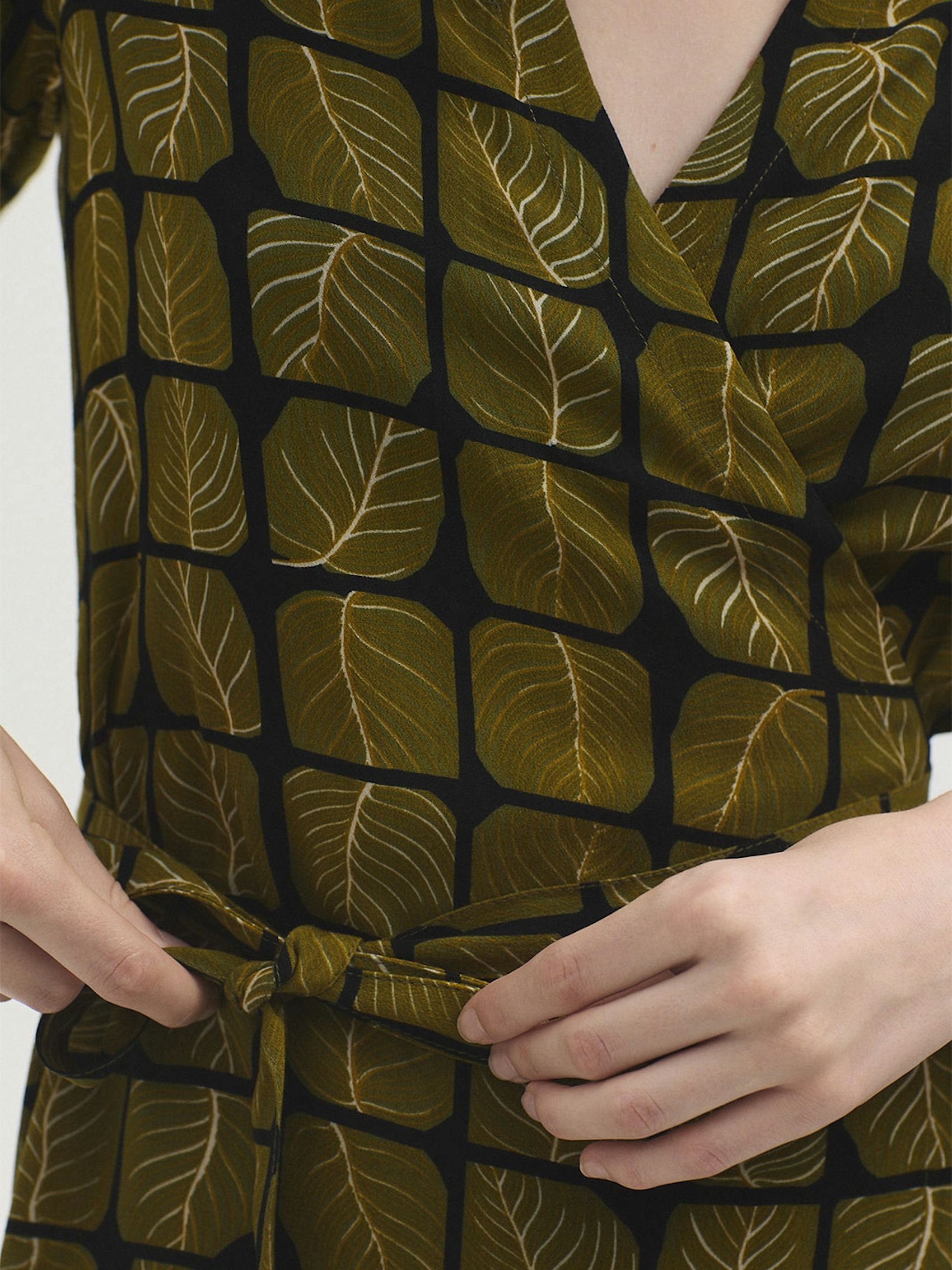 Square Leaves wrap dress