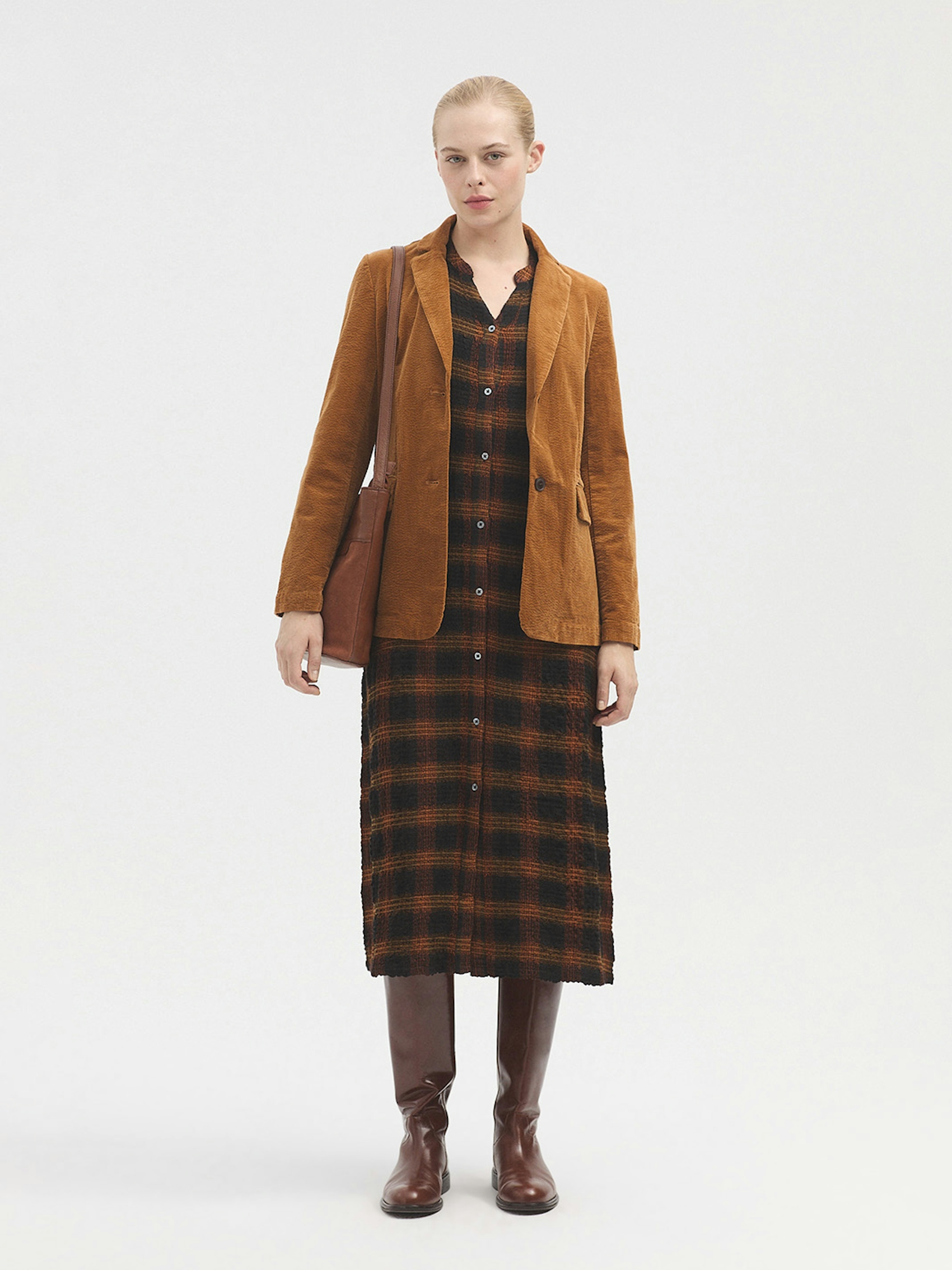 Tie waist checked dress