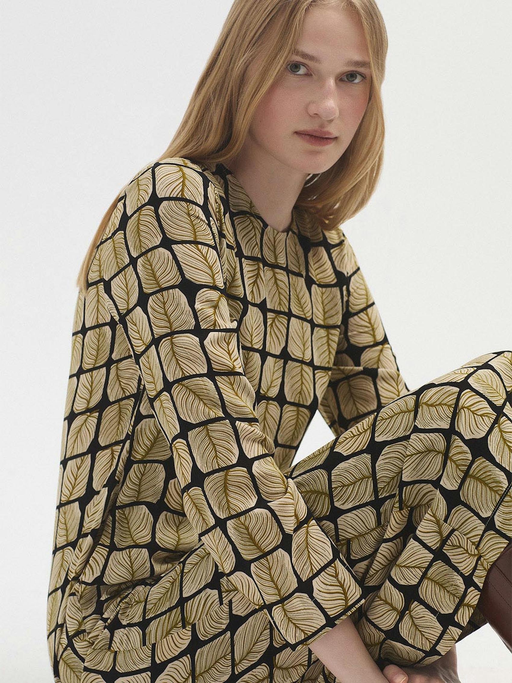 Robe longue Square Leaves