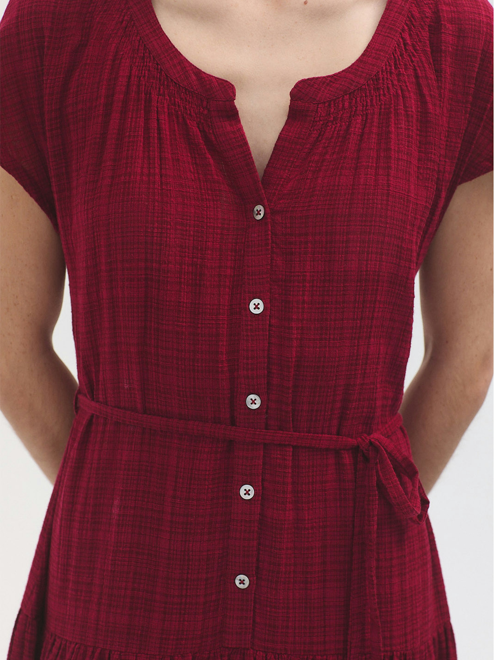 Mesh-knit longline dress