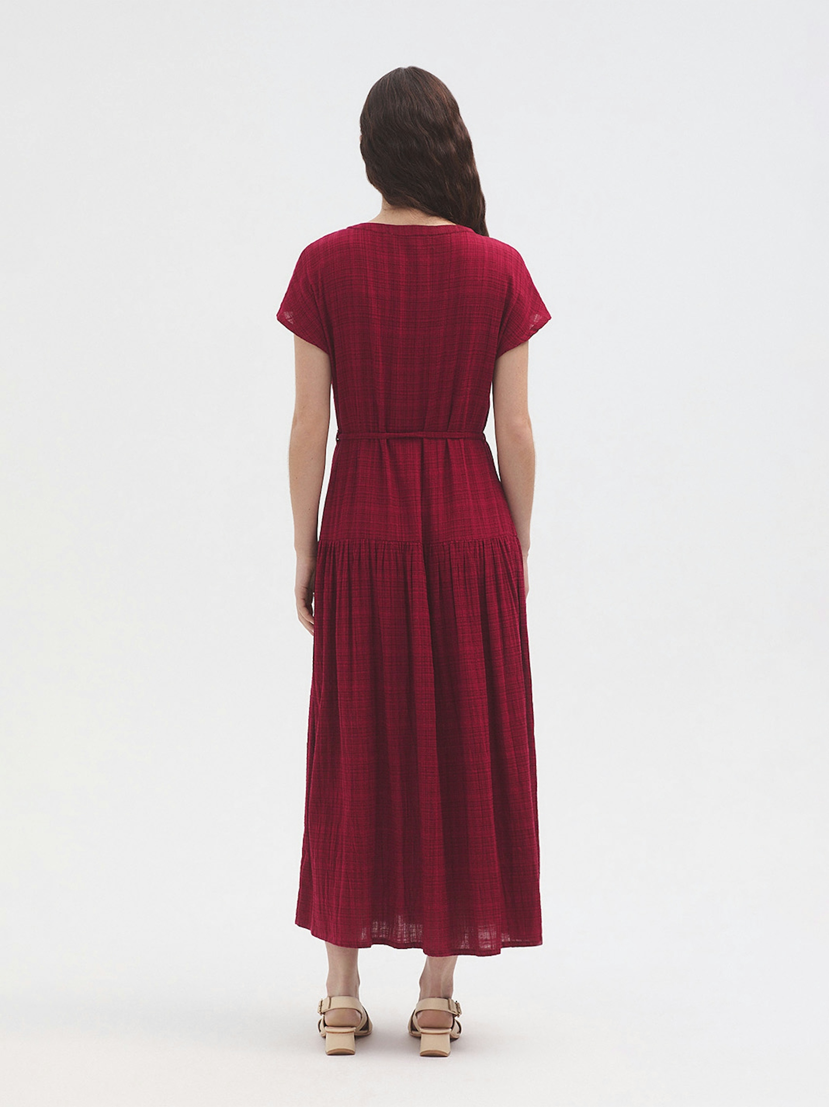 Mesh-knit longline dress