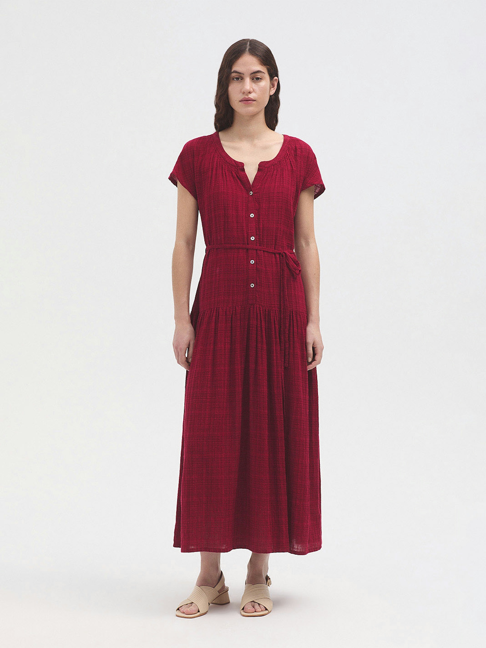 Mesh-knit longline dress