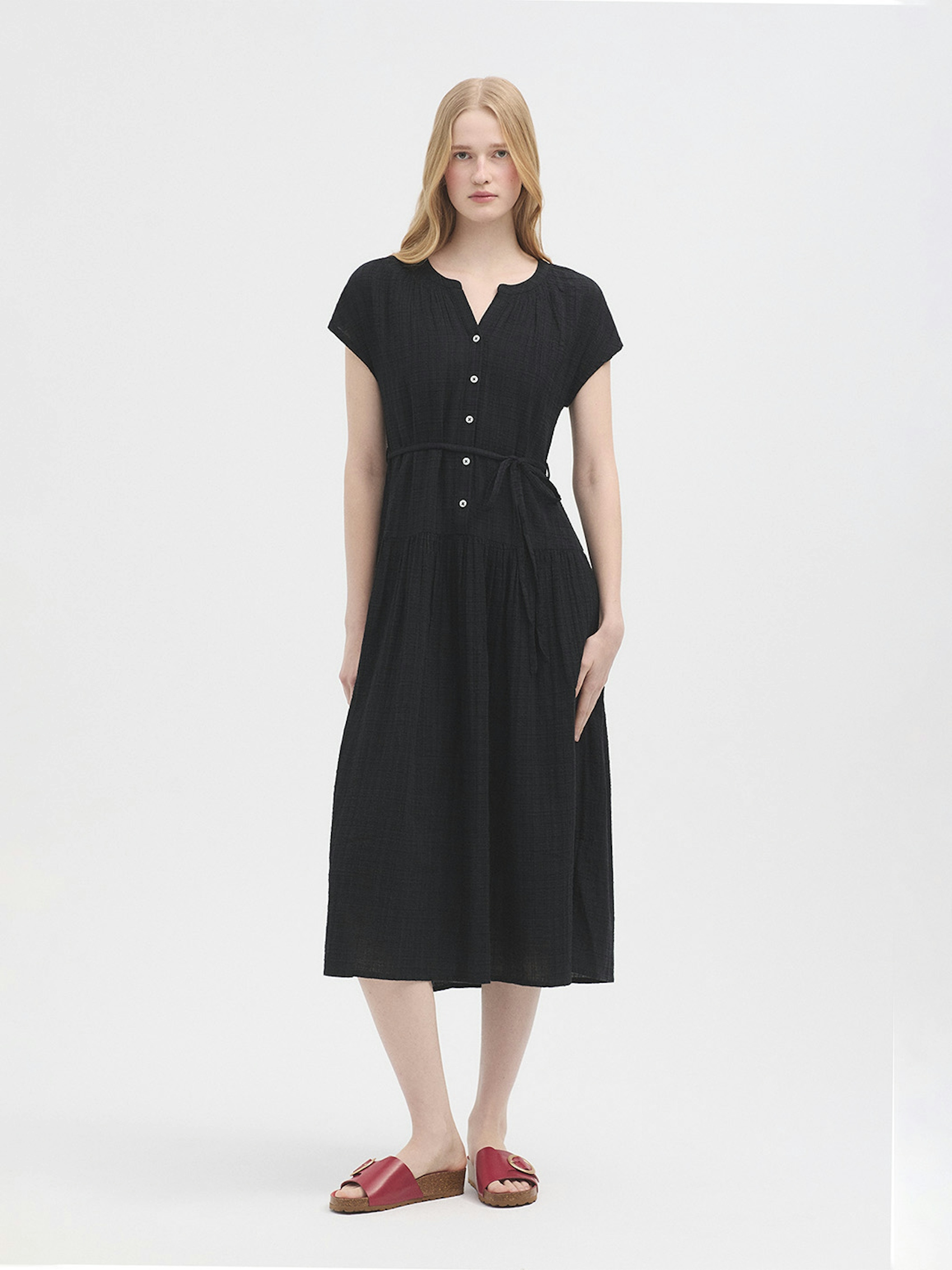 Mesh-knit longline dress