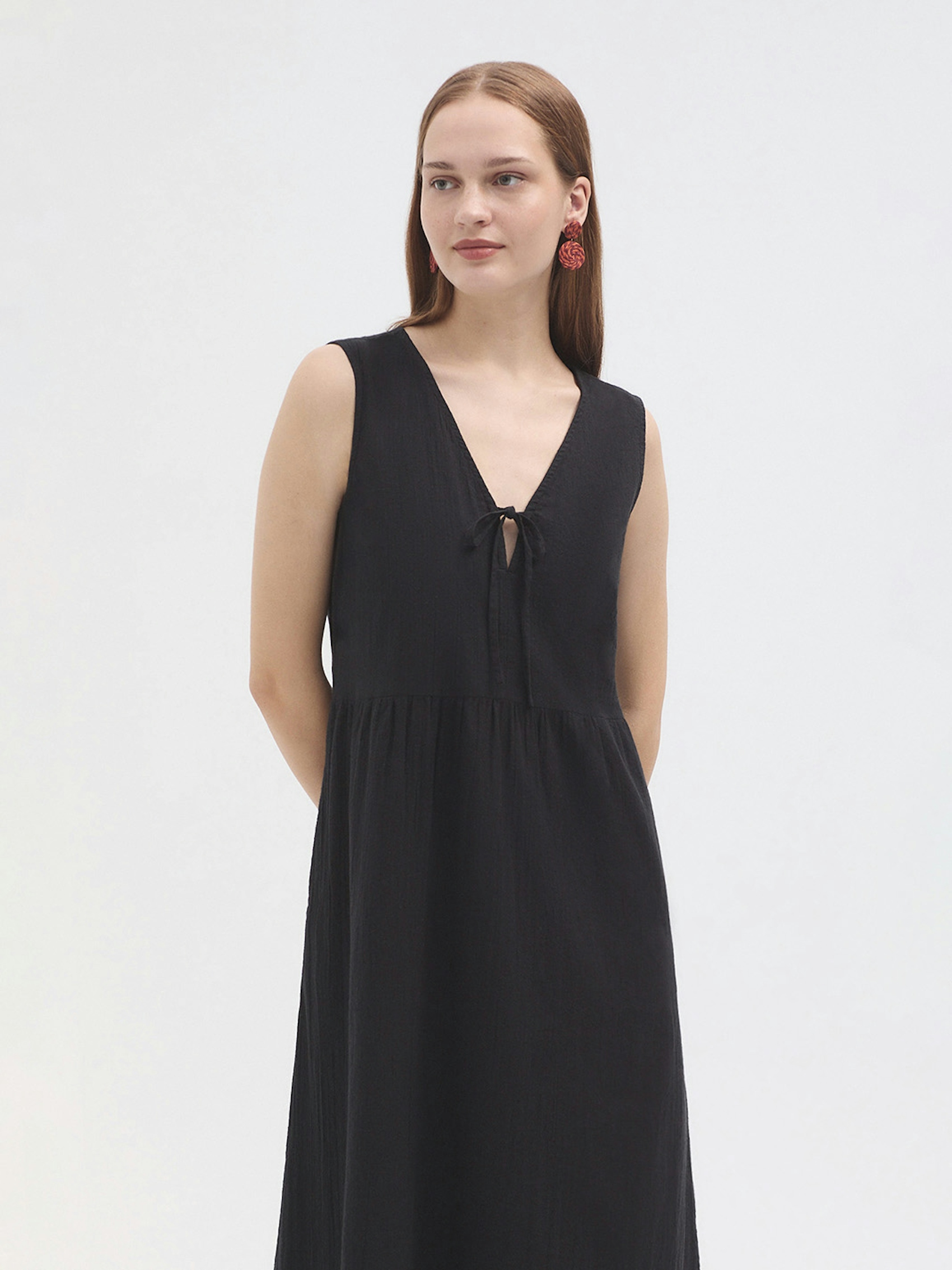 Seersucker lacing dress