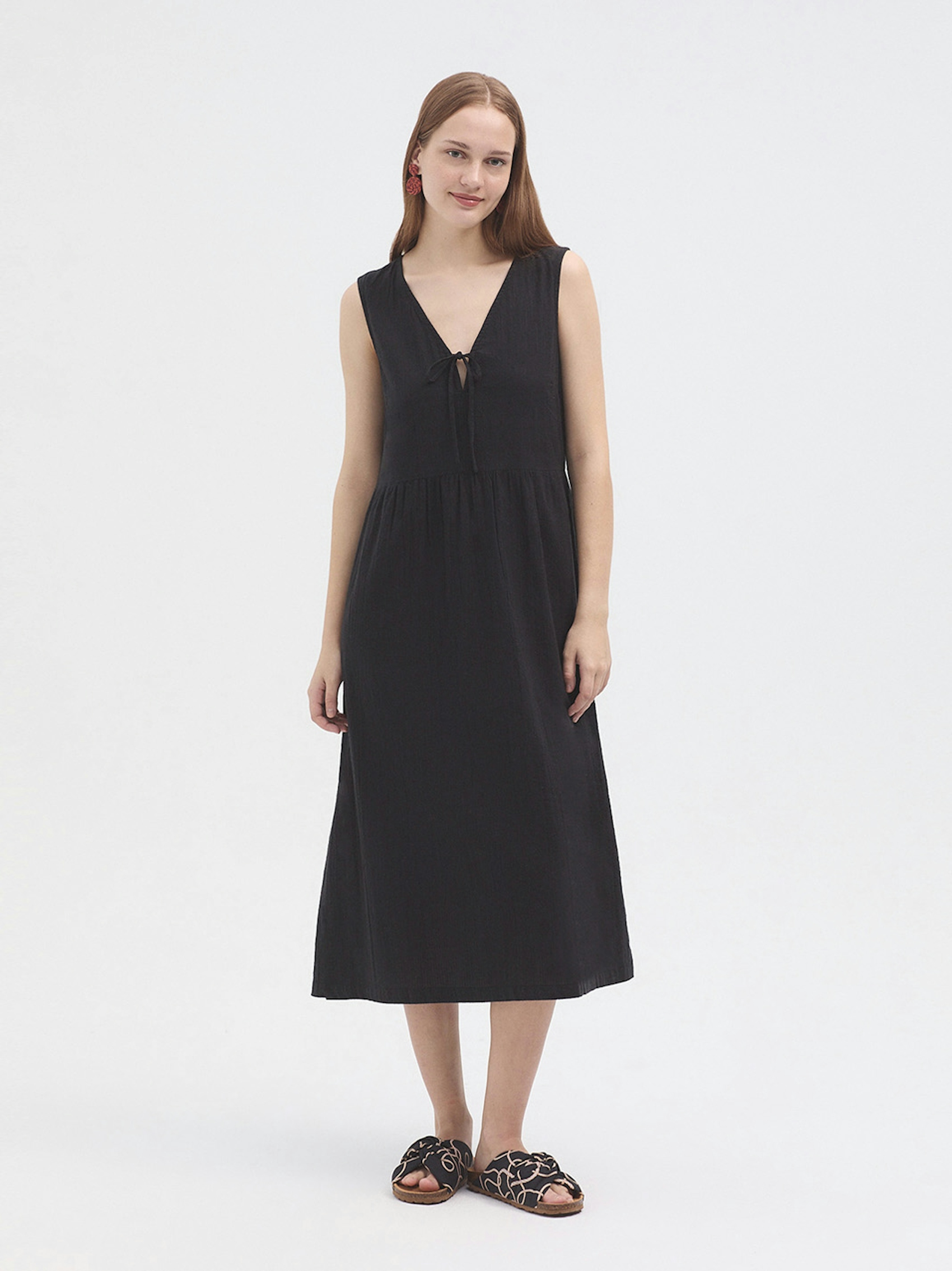 Seersucker lacing dress
