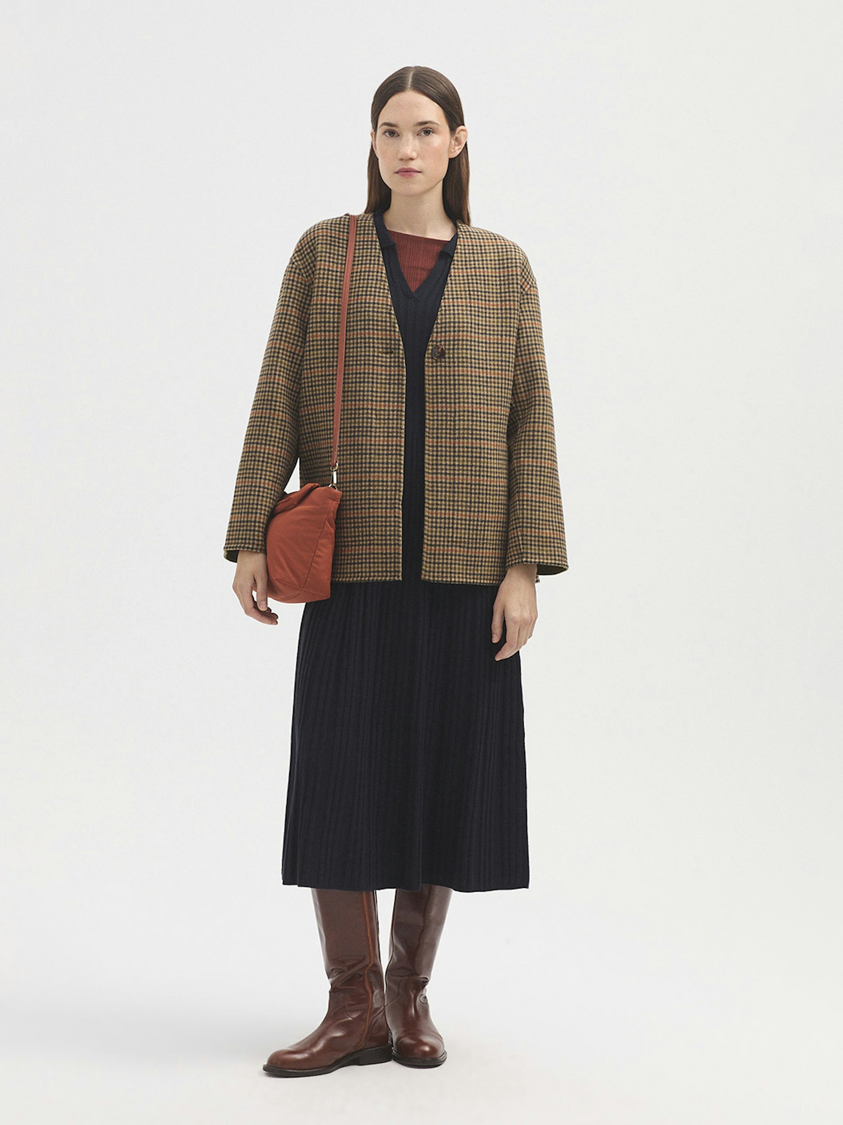 Polo collar pleated dress