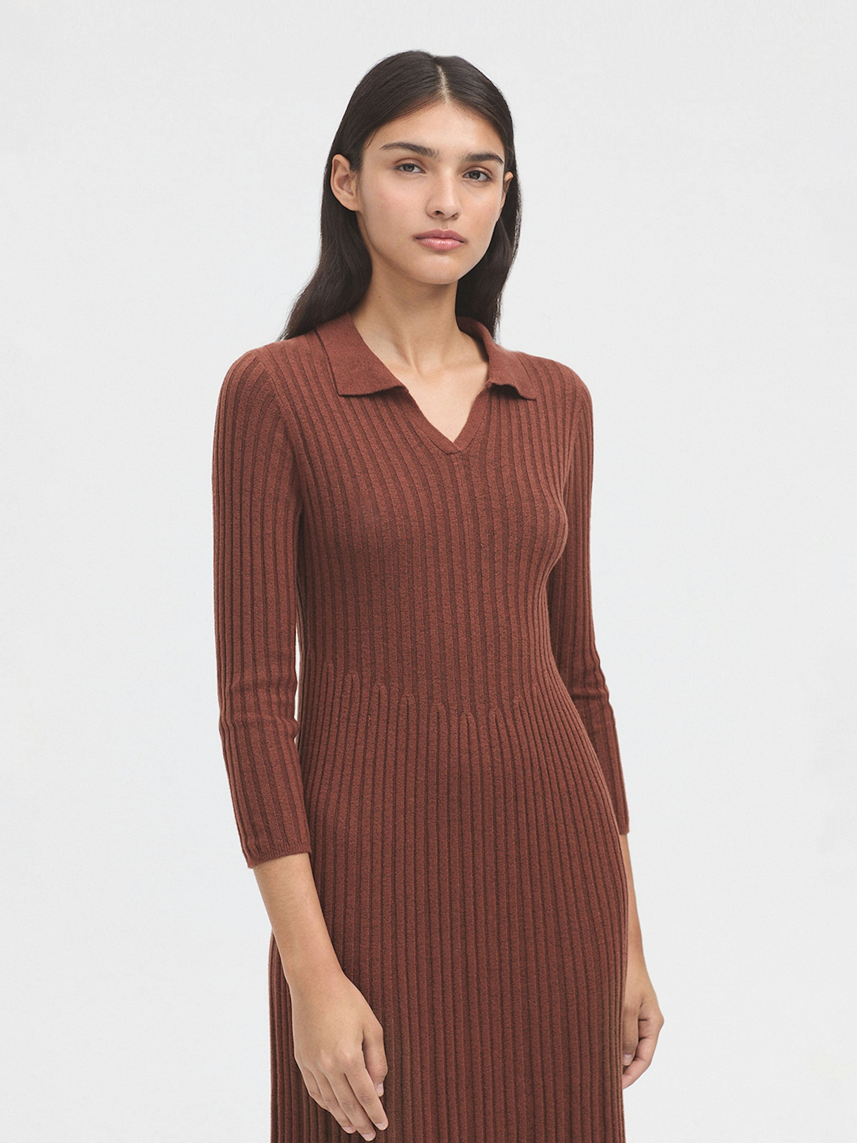 Polo collar pleated dress