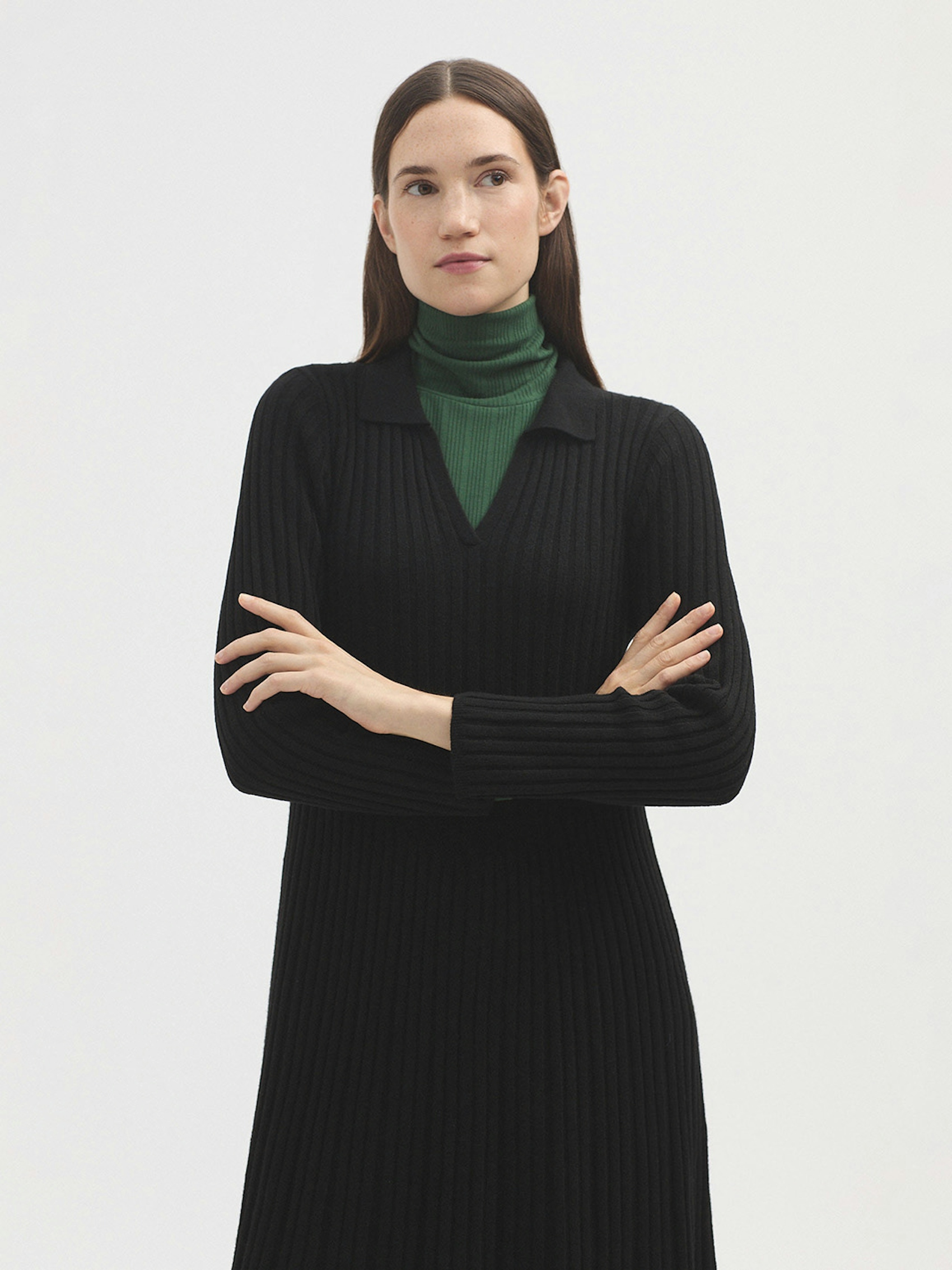 Polo collar pleated dress