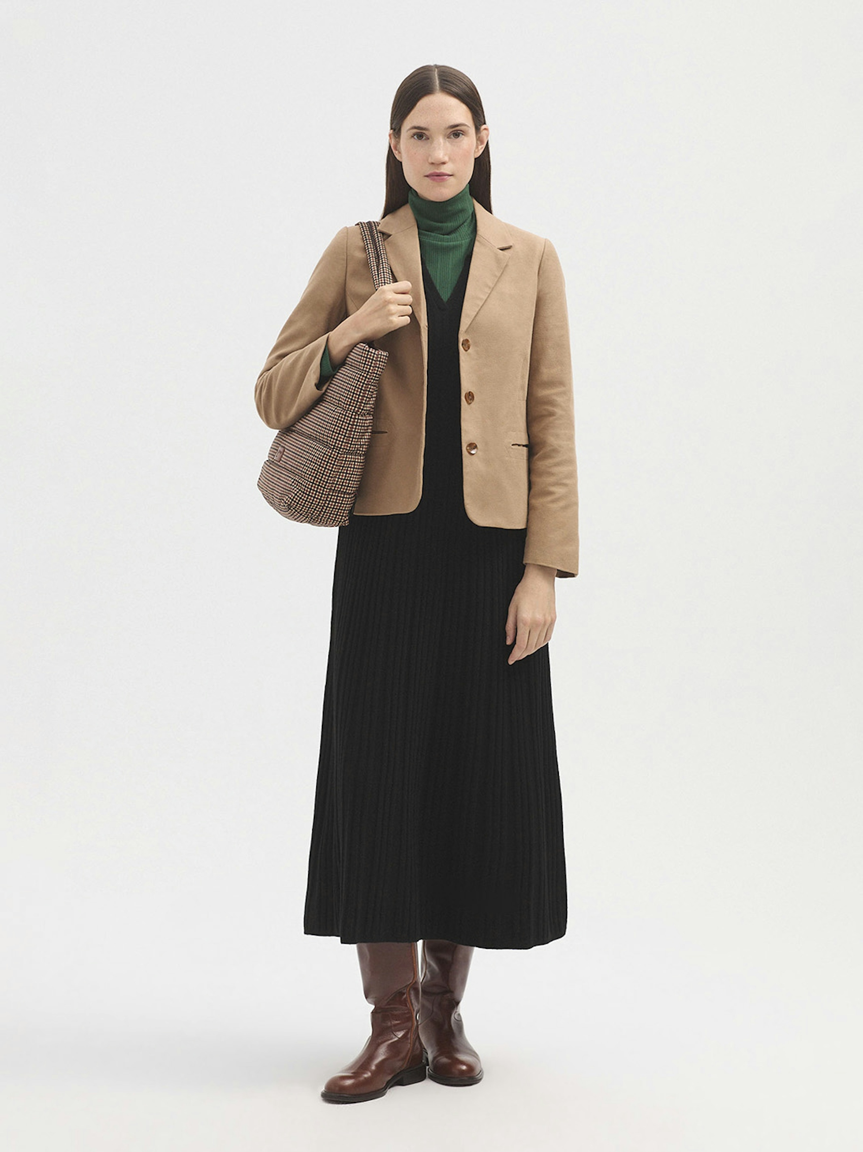 Polo collar pleated dress