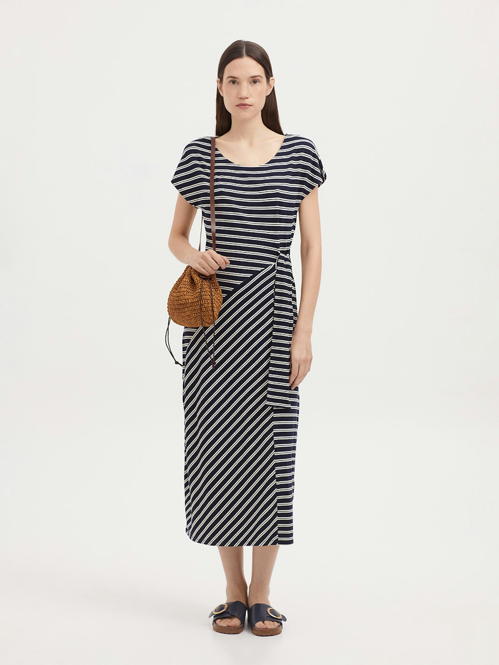 Striped knot midi dress