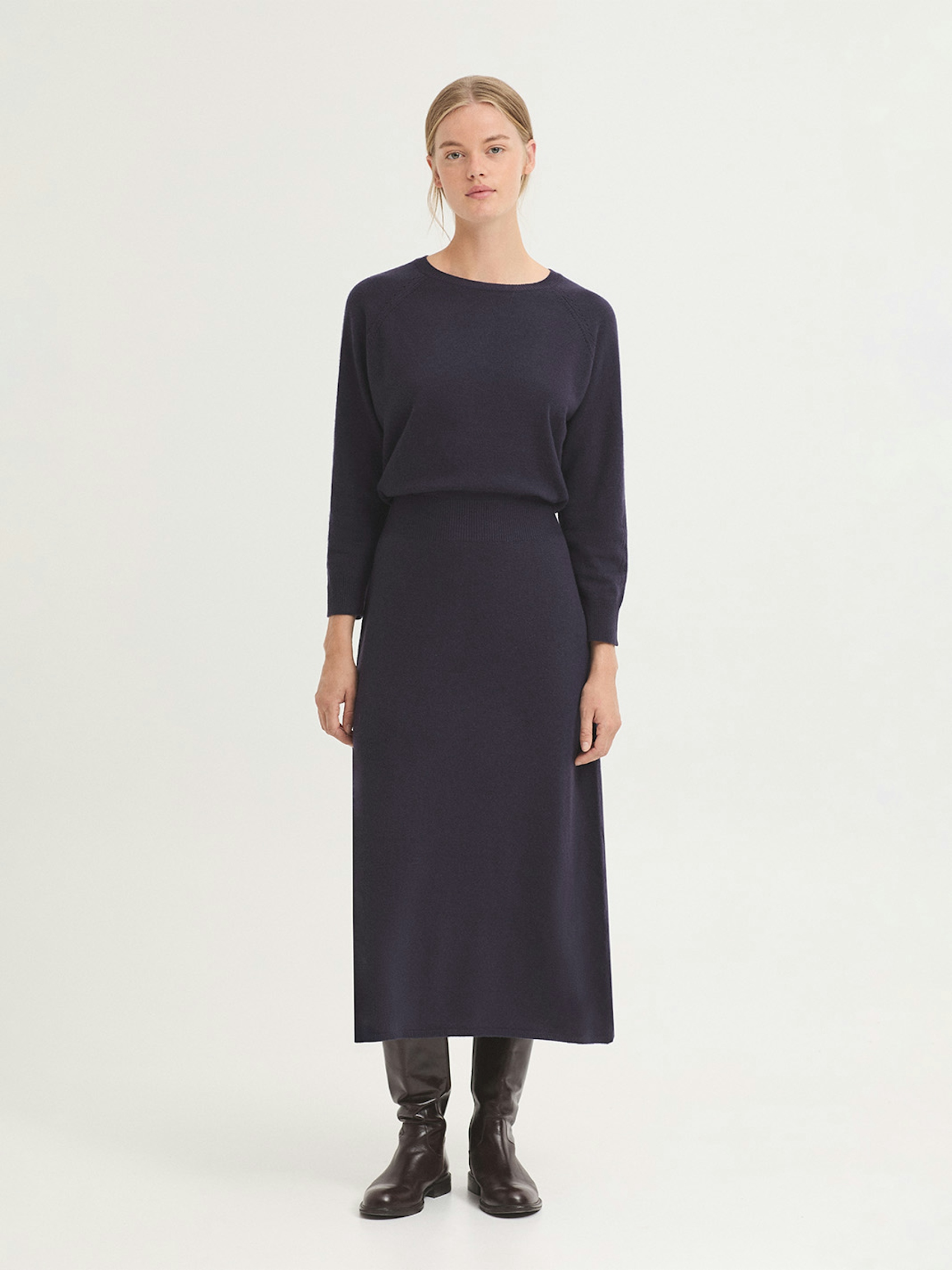 Sleeve loose knit detail knit dress