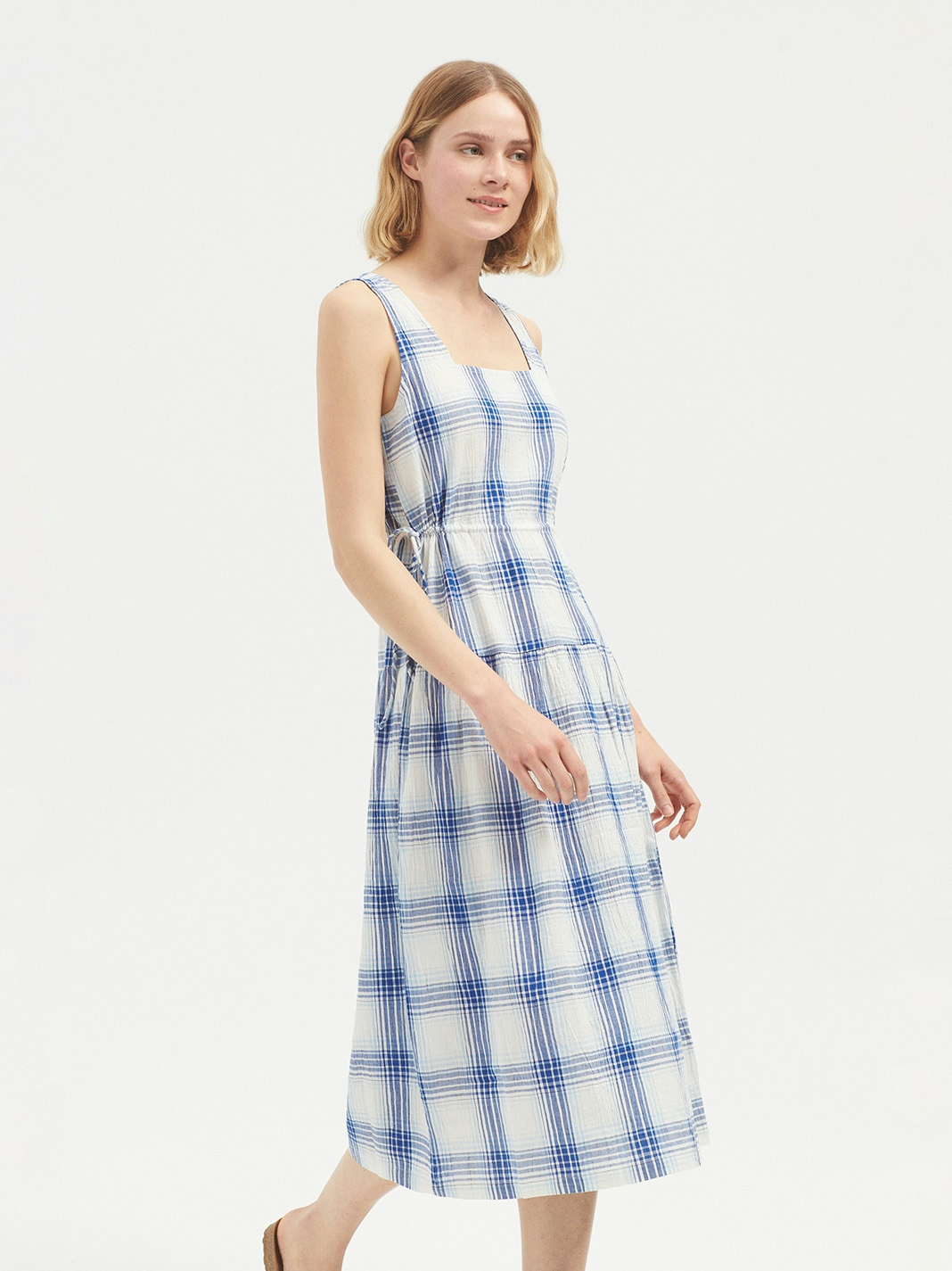 Checked cheesecloth dress