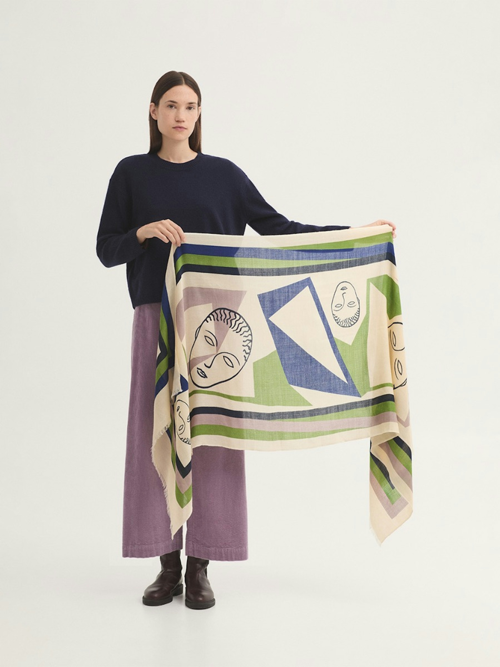 Geometric Faces foulard