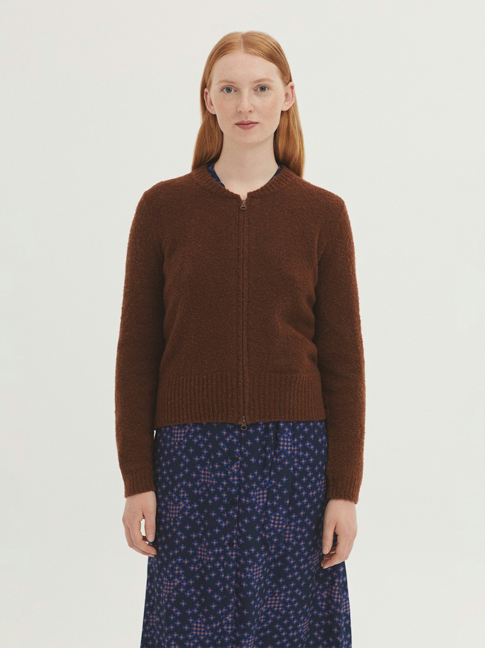 Zipped bouclé wool jacket